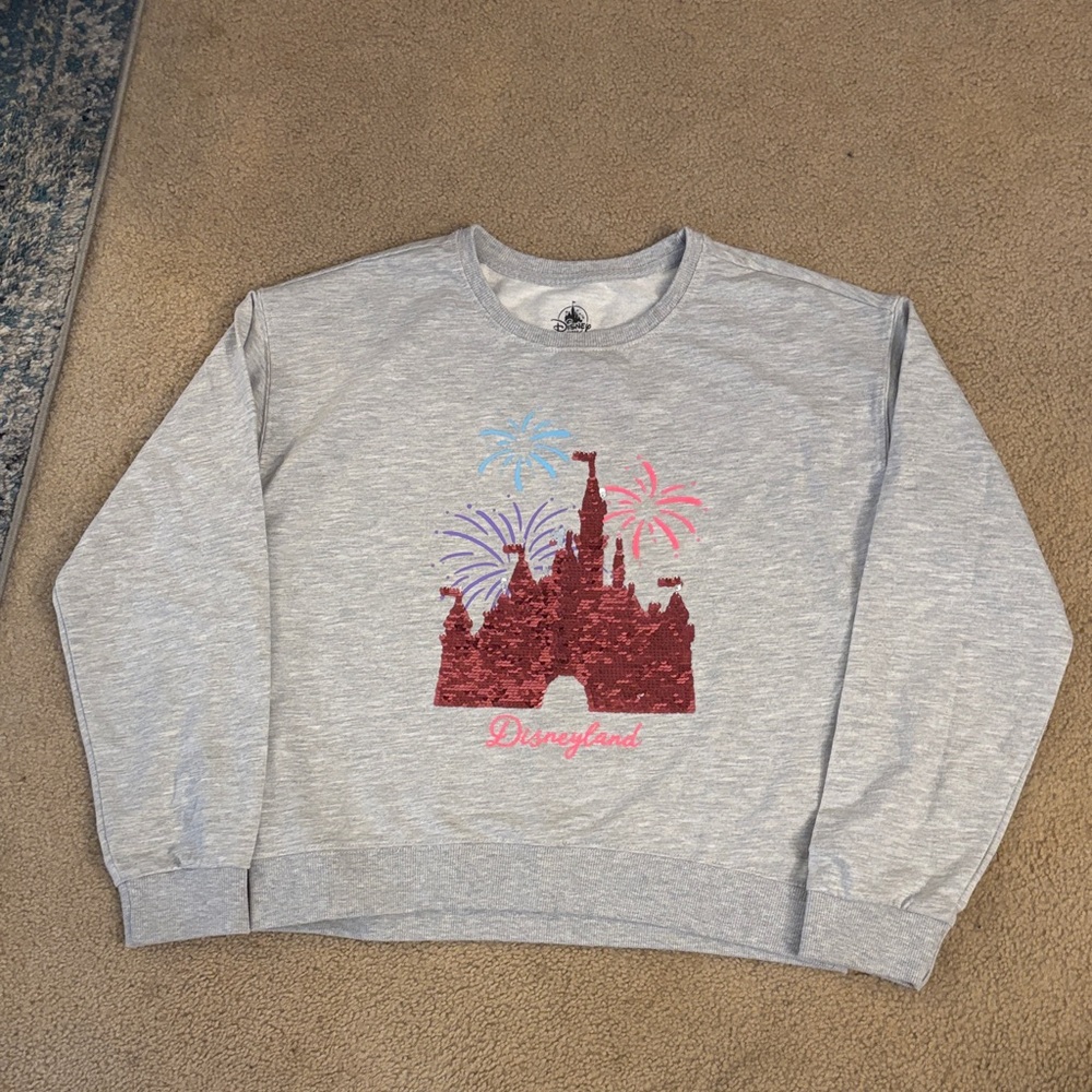 Disney Gray Sweatshirt with Red and Pink Castle Design